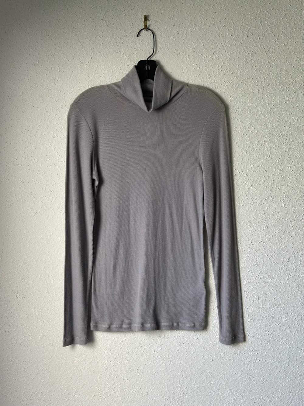 NWT Splendid Ribbed Turtleneck Long Sleeve Top Med gray USA made Size Med. - Picture 3 of 7